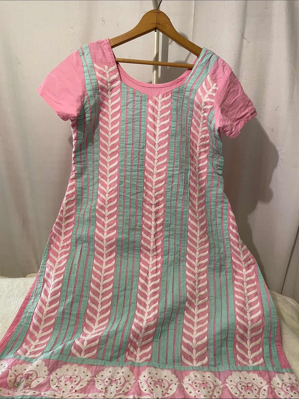 Women’s Pink & Mint Short-Sleeve- Tunic dress